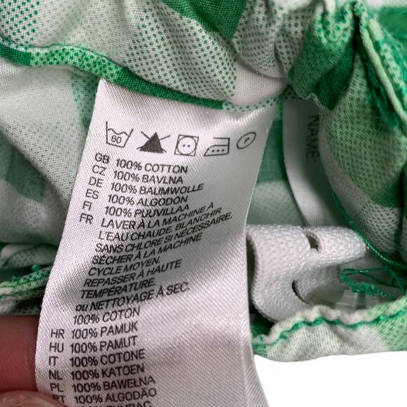 H&M green white gingham plaid shorts adjustable elastic waist 18-24 months - Picture 5 of 5